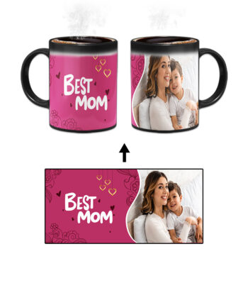 Best Mom Design With Soft Maroon Background Custom Printed Magic Mug