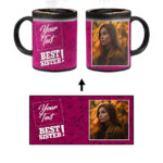Best Sister Design With Fandango Pink Pattern Background Custom Printed Magic Mug
