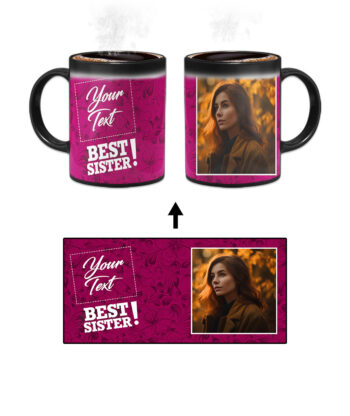 Best Sister Design With Fandango Pink Pattern Background Custom Printed Magic Mug