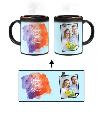 Pinned Photoframe With Orange Dark Purple Gradient Background Custom Printed Magic Mug