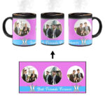 Best Friends Forever Message With 3 Photos Pink Background Custom Printed Magic Mug