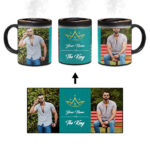 Your Name King Crown Design With Blue Background Custom Printed Magic Mug