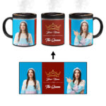 Your Name Queen Crown Design With Red Background Custom Printed Magic Mug