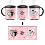 Heart Ballon Photoframe With Abstract Pink Sky Background Custom Printed Magic Mug