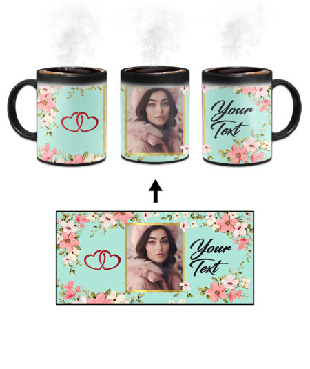 Colorful Flower Print With Light Aqua Background Custom Printed Magic Mug