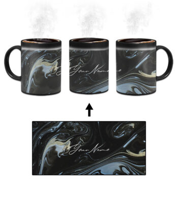 Your Name Grey Black Liquid Marble Artwork Custom Printed Magic Mug