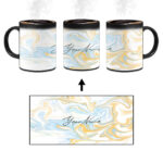 Your Name Golden Blue Abstract Paintmix Design Custom Printed Magic Mug