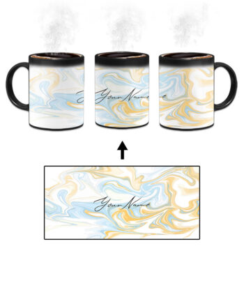 Your Name Golden Blue Abstract Paintmix Design Custom Printed Magic Mug