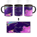 Your Name Magenta Purple Liquid Marble Artwork Custom Printed Magic Mug