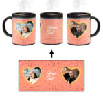 Couple Heart Photoframe With Orange Background Custom Printed Magic Mug