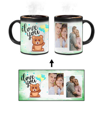 I Love You Message With Green Abstract Background Custom Printed Magic Mug