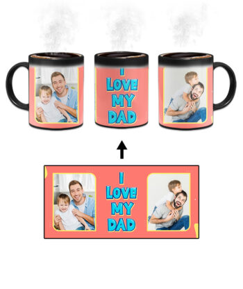 I Love My Dad Message With Orange Background Custom Printed Magic Mug