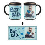 Best Dad Design With Blue Background Custom Printed Magic Mug