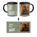 Best Sister Design With Sage Green Pattern Background Custom Printed Magic Mug