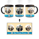 Best Friends Forever Message With 3 Photos Beige Background Custom Printed Magic Mug