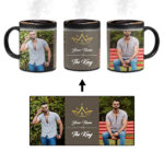 Your Name King Crown Design With Grey Background Custom Printed Magic Mug