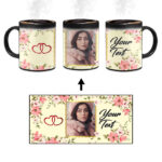 Colorful Flower Print With Yellow Background Custom Printed Magic Mug
