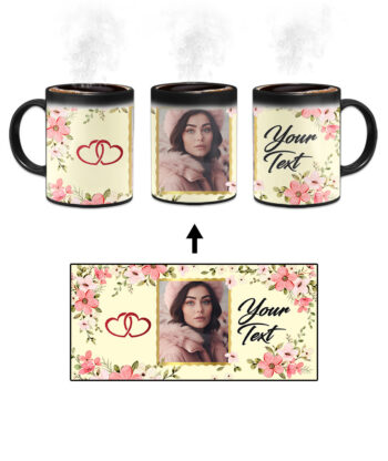 Colorful Flower Print With Yellow Background Custom Printed Magic Mug