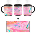 Your Name Blue Pink Liquid Marble Artwork Custom Printed Magic Mug
