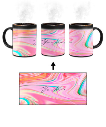 Your Name Blue Pink Liquid Marble Artwork Custom Printed Magic Mug