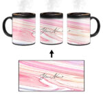 Your Name Pearl White Pink Liquid Marble Artwork Custom Printed Magic Mug
