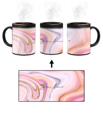 Your Name Pink Purple Liquid Marble Artwork Custom Printed Magic Mug