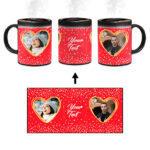 Couple Heart Photoframe With Red Background Custom Printed Magic Mug