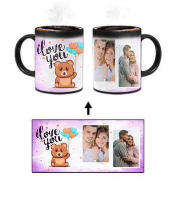 I Love You Message With Lavender Abstract Background Custom Printed Magic Mug
