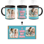 I Love My Mom Message With Blue Background Custom Printed Magic Mug