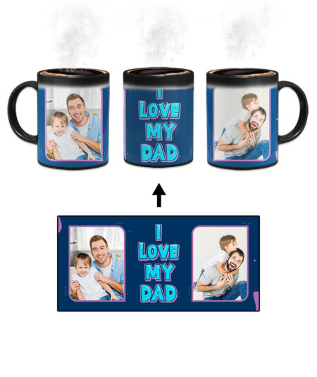 I Love My Dad Message With Blue Background Custom Printed Magic Mug