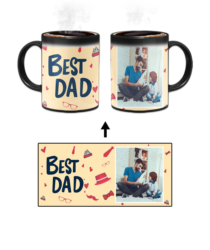 Best Dad Design With Beige Background Custom Printed Magic Mug