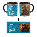 Best Sister Design With Blue Pattern Background Custom Printed Magic Mug