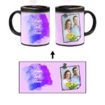 Pinned Photoframe With Violet Blue Gradient Background Custom Printed Magic Mug