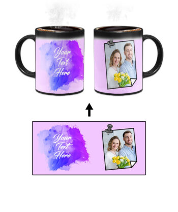 Pinned Photoframe With Violet Blue Gradient Background Custom Printed Magic Mug