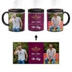 Your Name King Crown Design With Dark Raspberry Background Custom Printed Magic Mug