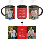 Your Name King Crown Design With Red Background Custom Printed Magic Mug