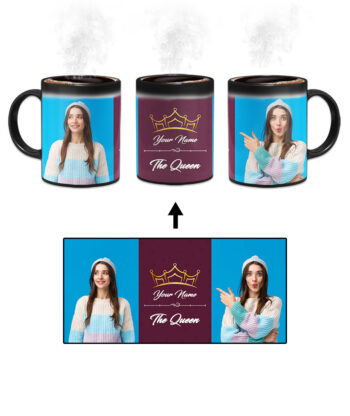 Your Name Queen Crown Design With Blackberry Background Custom Printed Magic Mug