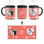 Heart Ballon Photoframe With Abstract Orange Sky Background Custom Printed Magic Mug