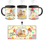 Happy Birthday Design With Yellow Background Custom Printed Magic Mug