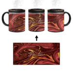 Your Name Golden Maroon Liquid Marble Artwork Custom Printed Magic Mug