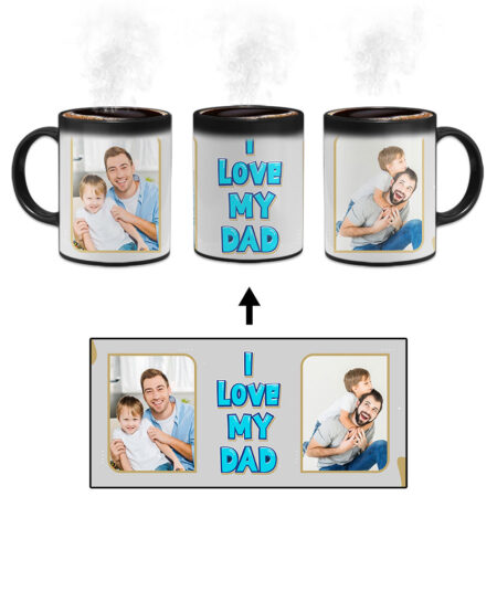 I Love My Dad Message With Silver Background Custom Printed Magic Mug