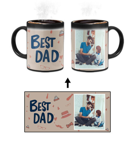 Best Dad Design With Khaki Background Custom Printed Magic Mug
