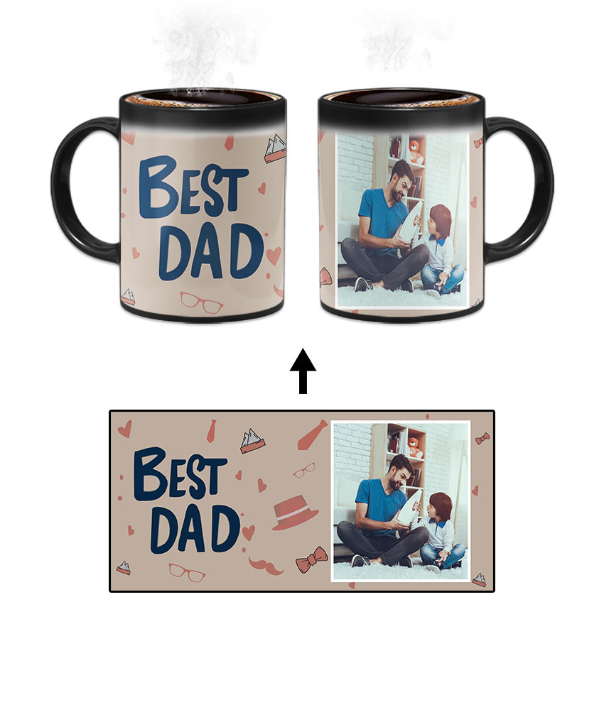 Best Dad Design With Khaki Background Custom Printed Magic Mug