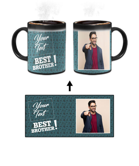 Best Brother Design With Blue Pattern Background Custom Printed Magic Mug