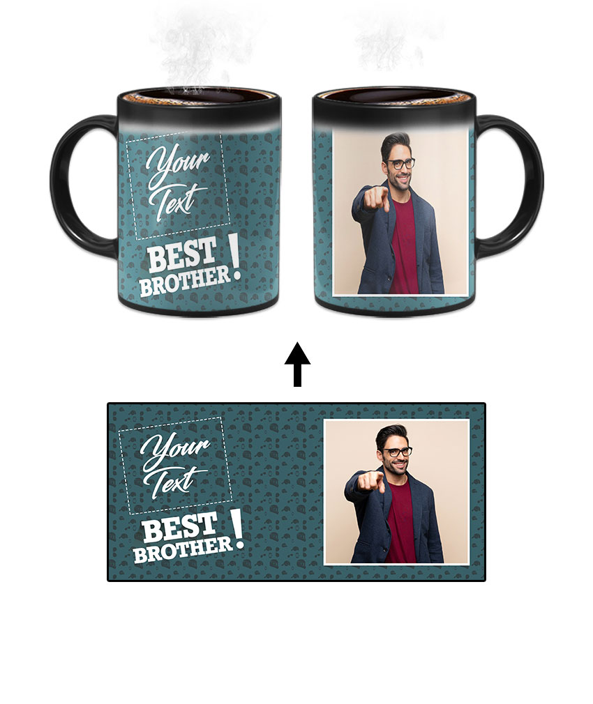 Best Brother Design With Blue Pattern Background Custom Printed Magic Mug