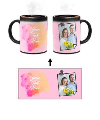 Pinned Photoframe With Yellow Pink Gradient Background Custom Printed Magic Mug