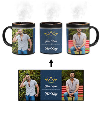 Your Name King Crown Design With Blue Background Custom Printed Magic Mug