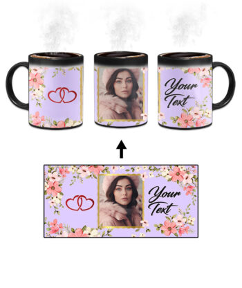 Colorful Flower Print With Purple Background Custom Printed Magic Mug