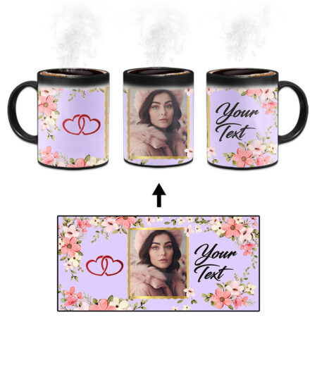 Colorful Flower Print With Purple Background Custom Printed Magic Mug
