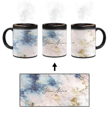 Your Name Grey Beige Marble Texture Custom Printed Magic Mug